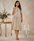 Embroidered Beige Elegant Dress